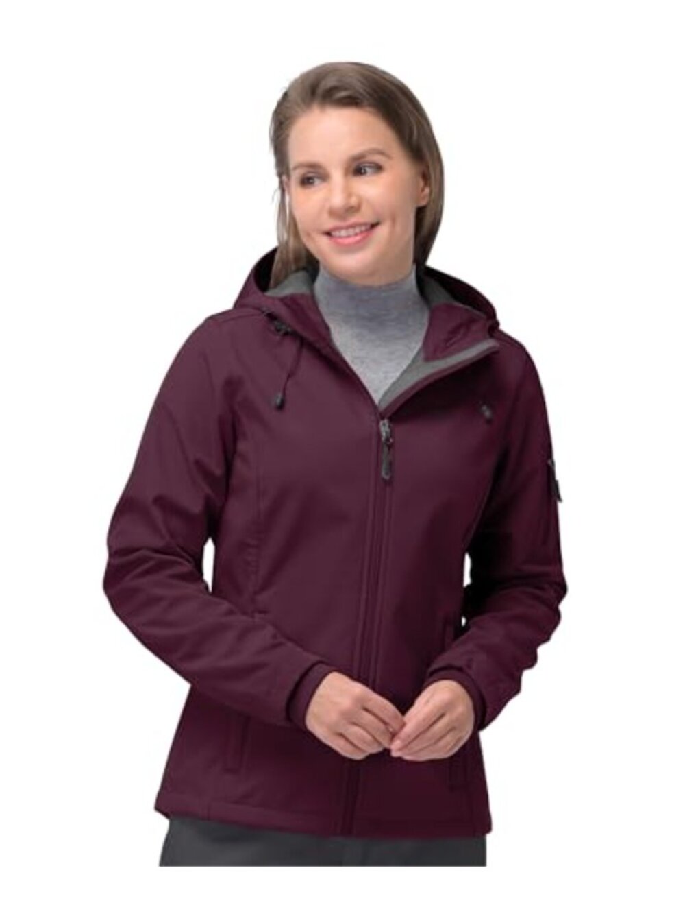 Women's Softshell Jacket Waterproof Hooded Fleece Lined Rain Coat